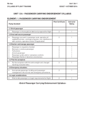 RA-Aus Flight Training Syllabus: 1.04 Passenger Carrying Endorsement Syllabus