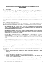 11.2 Authorisation of Persons to Perform & Certify for Maintenance
