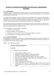 11.3 Criteria for Assessment for Level One (L1) Maintenance Authority