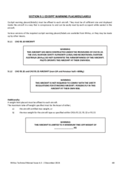 9.1 Cockpit Warning Placards/Labels